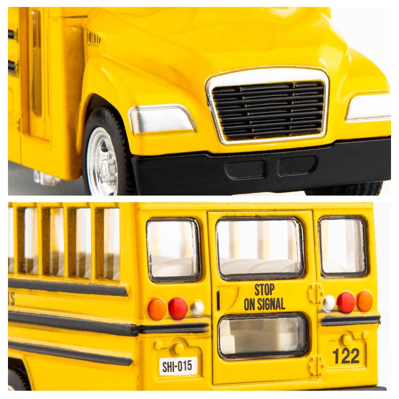 BDTCTK Diecast لعبة حافلة مدرسية صفراء للأطفال - سيارة سحب للخلف مقاس 5 بوصة مع أبواب قابلة للفتح وإطارات مطاطية - Image 5